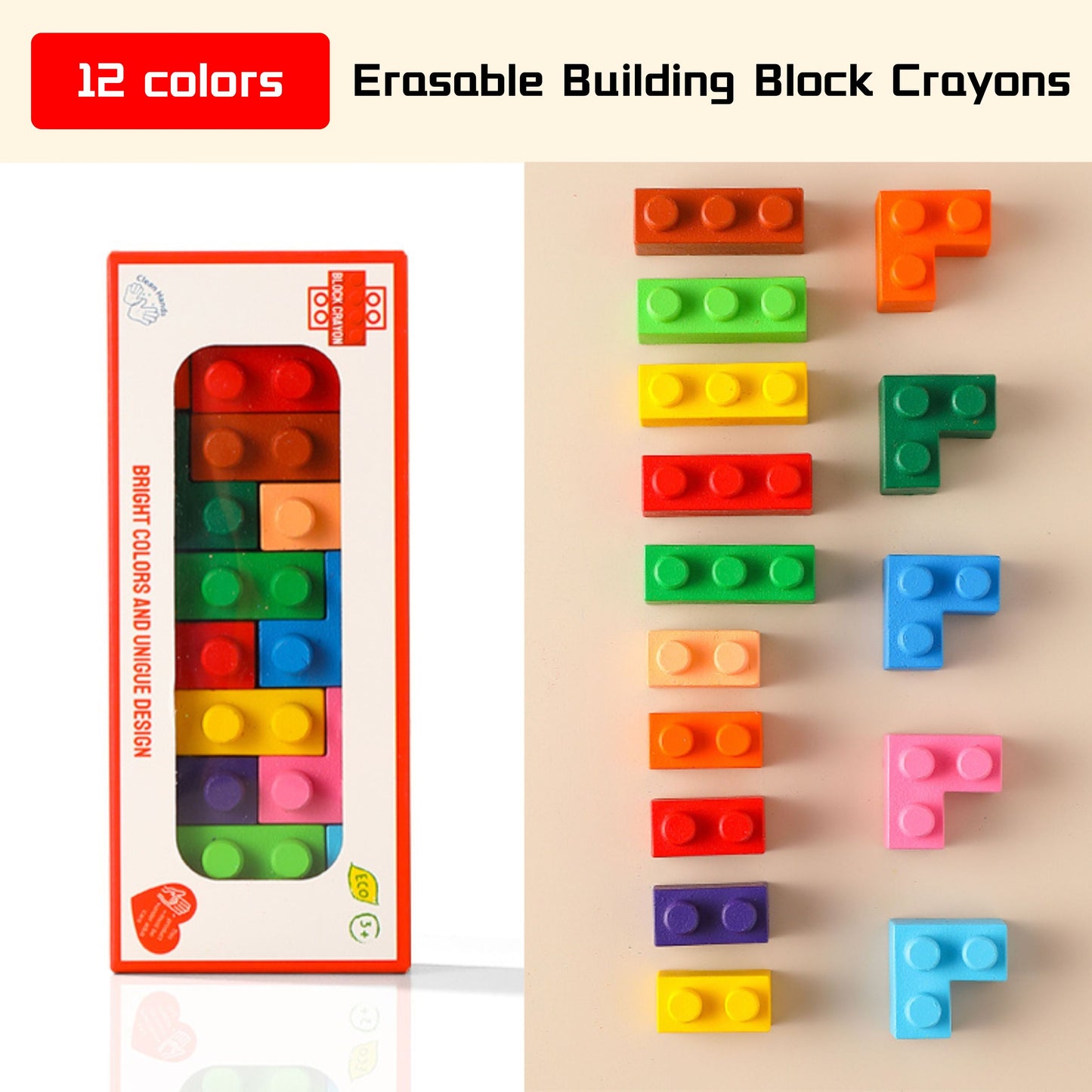 Erasable Building Block Crayons (Classic Style B)