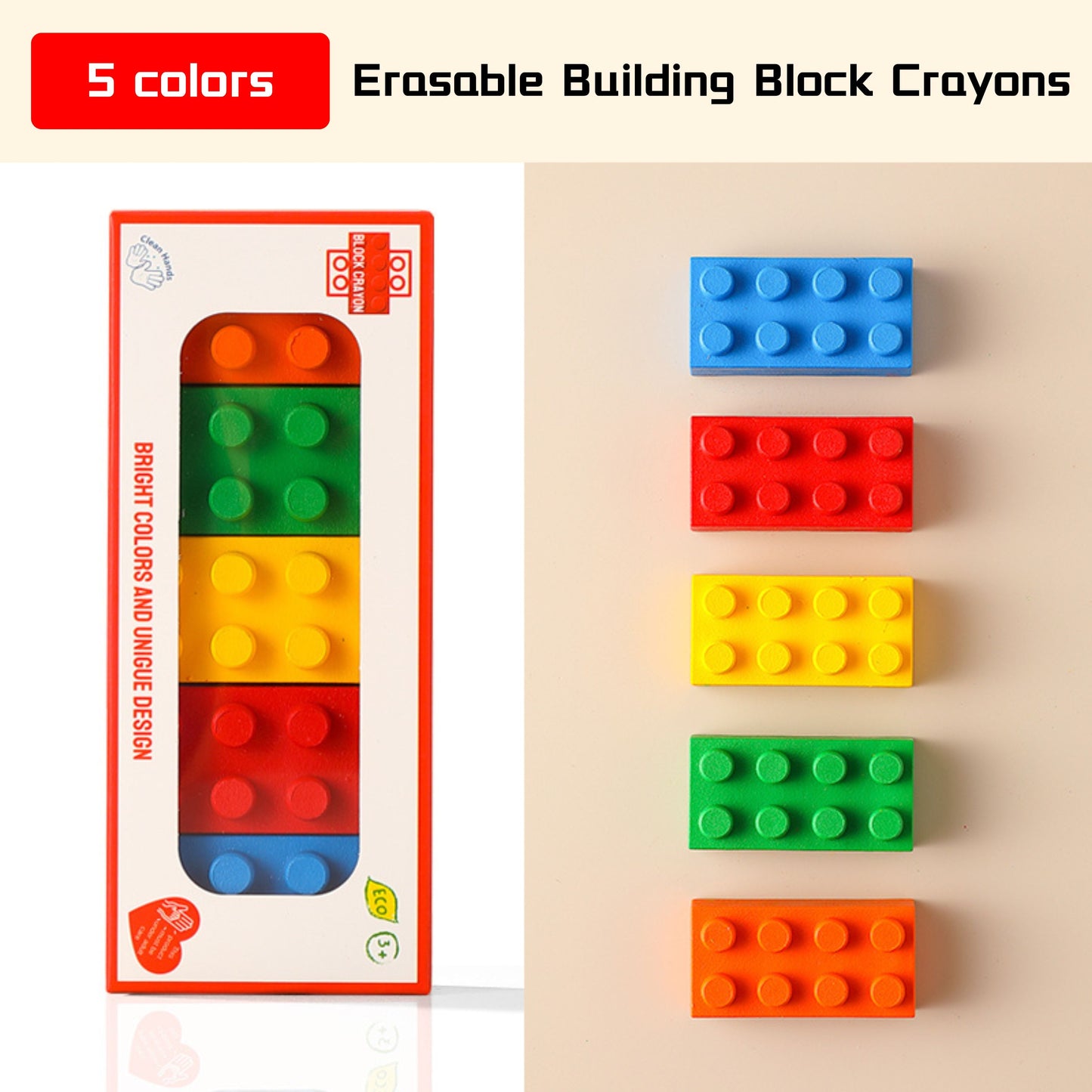 Erasable Building Block Crayons (Eight-grid building blocks)